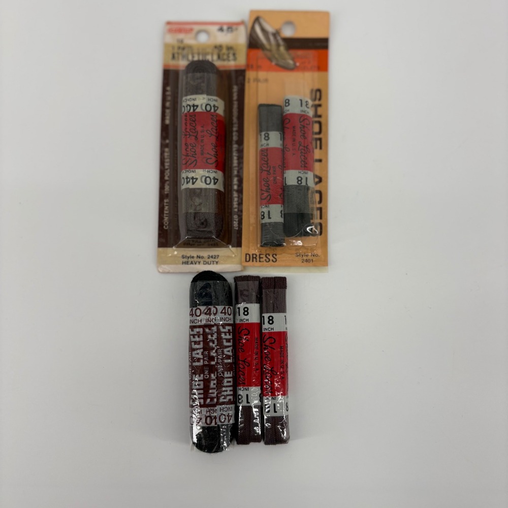 Vintage Shoelaces Lot 5‎ Pairs Brown Black Athletic Dress 18 40 Inch NIP